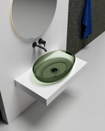 Раковина накладная прозрачная ABBER Kristall AT2801Vesuvian оливковая Раковина накладная прозрачная ABBER Kristall AT2801Vesuvian оливковая