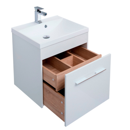 Тумба под раковину Aquanet Августа 58 белый (ручки хром) Тумба под раковину Aquanet Августа 58 белый (ручки хром)