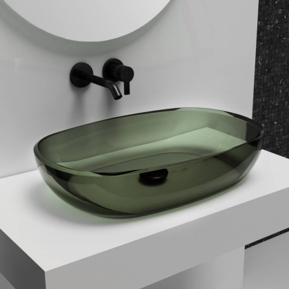 Раковина накладная прозрачная ABBER Kristall AT2805Vesuvian оливковая Раковина накладная прозрачная ABBER Kristall AT2805Vesuvian оливковая