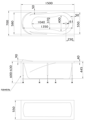 Акриловая ванна 1Marka Elegance 165х70 01эл16570 Акриловая ванна 1Marka Elegance 165х70 01эл16570