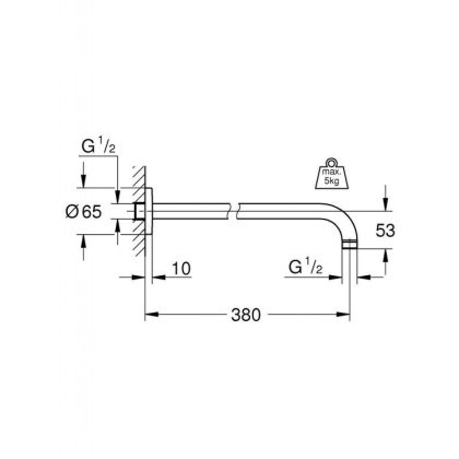 Душевой кронштейн Grohe Rainshower 28361000 хром Душевой кронштейн Grohe Rainshower 28361000 хром