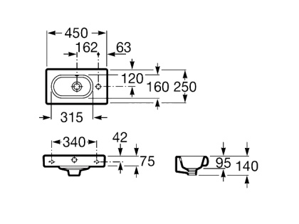 Раковина Roca Meridian 45 см, 327248000 белая Раковина Roca Meridian 45 см, 327248000 белая