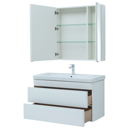 Мебель для ванной Aquanet София 105 белый глянец (2 ящика) Мебель для ванной Aquanet София 105 белый глянец (2 ящика)