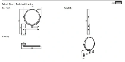 Зеркало с 3-кратным увеличением для ванной комнаты настенное в комплекте с креплением 3056-0013, шт Зеркало с 3-кратным увеличением для ванной комнаты настенное в комплекте с креплением 3056-0013, шт