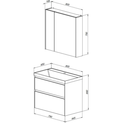 Мебель для ванной Aquanet Гласс 80 белый Мебель для ванной Aquanet Гласс 80 белый