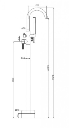 NOVA Напольный смеситель для ванны, чёрный матовый, NOV-FMT-NERO