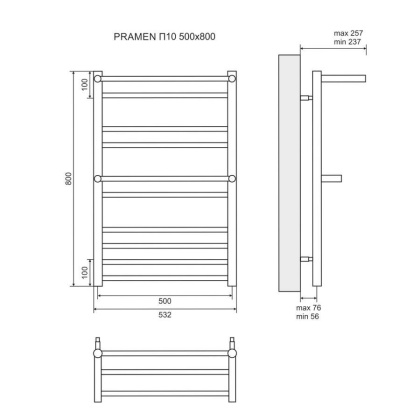 Полотенцесушитель электрический Lemark Pramen LM33810E П10 500x800, левый/правый Полотенцесушитель электрический Lemark Pramen LM33810E П10 500x800, левый/правый