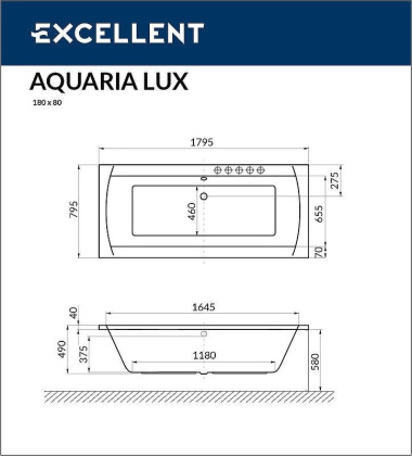 Ванна EXCELLENT Aquaria Lux 180x80 "ULTRA" (бронза) Ванна EXCELLENT Aquaria Lux 180x80 "ULTRA" (бронза)