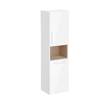 Пенал высокий Root 40 см с корзиной для белья, глянцевый белый, правосторонний