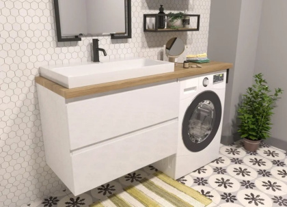 Тумба подвесная под умывальник Malibu Luxe 1550х500 2 ящика (ШхГхВ) 898х476х607