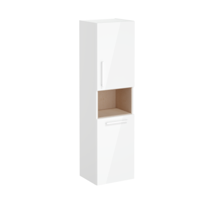 Пенал высокий Root 40 см с корзиной для белья, глянцевый белый, правосторонний