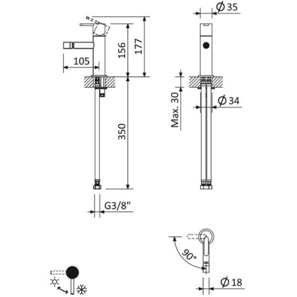 LEAF-BSM-01-W0 Смеситель для биде однорычажный, без донного клапана, исполнение хром LEAF-BSM-01-W0 Смеситель для биде однорычажный, без донного клапана, исполнение хром