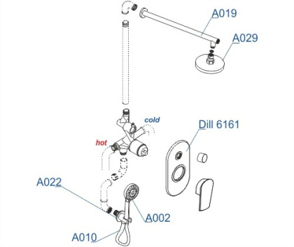 A16629 Встраиваемый комплект для душа с верхней душевой насадкой и лейкой Wasserkraft A16629 Встраиваемый комплект для душа с верхней душевой насадкой и лейкой Wasserkraft
