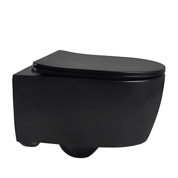 Унитаз ABBER Bequem AC1104MB подвесной черный матовый, безободковый Унитаз ABBER Bequem AC1104MB подвесной черный матовый, безободковый