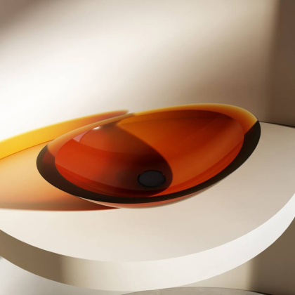 Раковина накладная прозрачная ABBER Kristall AT2808Opal коричневая Раковина накладная прозрачная ABBER Kristall AT2808Opal коричневая