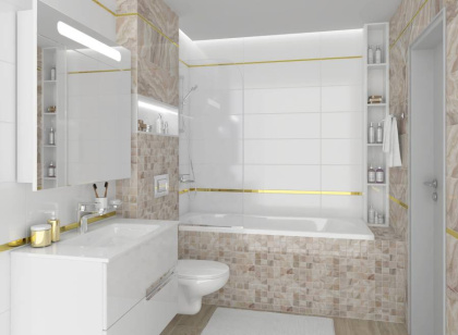 Плитка настенная Crema бежевый 25х75 (9шт/1,69м2), м2