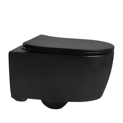 Унитаз ABBER Bequem AC1104MB подвесной черный матовый, безободковый Унитаз ABBER Bequem AC1104MB подвесной черный матовый, безободковый