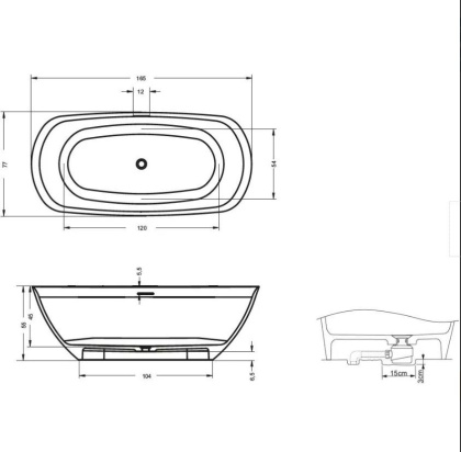 Овальная ванна из искусственного камня Riho Bilo 165x77 белая BS6500500000000