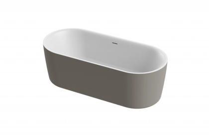 Акриловая ванна отдельно стоящая, цельная, белая матовая внутри, серая матовая снаружи,  METAURO-INT-Central-180-80-60-G-W-MATT Акриловая ванна отдельно стоящая, цельная, белая матовая внутри, серая матовая снаружи,  METAURO-INT-Central-180-80-60-G-W-MATT