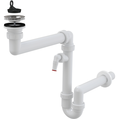 Сифон для мойки экономящий пространство со штуцером Сифон для мойки экономящий пространство со штуцером