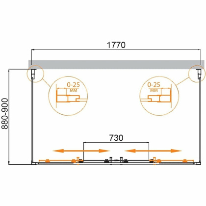 MOLVENO-AH-22-180/90-C-Cr-IV Душевой уголок