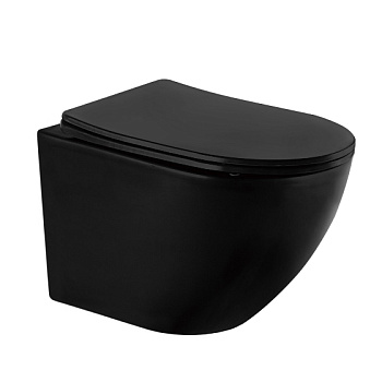 Унитаз ABBER BEQUEM AC1100MB подвесной черный матовый, безободковый Унитаз ABBER BEQUEM AC1100MB подвесной черный матовый, безободковый