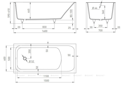 Ванна из искусственного камня ORLANDO 160,102015G