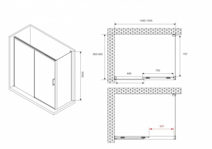 Душевой уголок ABBER Komfort AG93150-S92