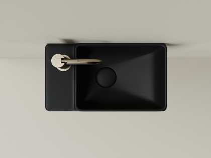 Умывальник подвесной прямоугольный (чаша справа, отверстие под смеситель слева) цвет черный матовый Element 395*220*125мм