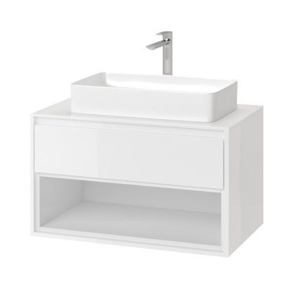 Тумба под накладную раковину EXCELLENT Tuto 80 см (белый/белый), 1 ящик