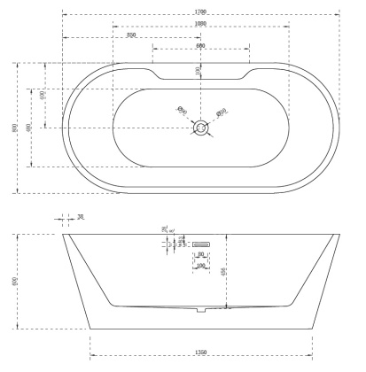Акриловая ванна Abber 170х80 AB9299-1.7 Акриловая ванна Abber 170х80 AB9299-1.7