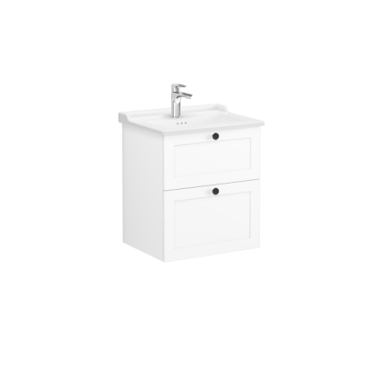 Модуль Root Classic 60 см с классической раковиной, 2 ящика, матовый белый