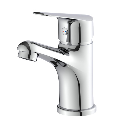 Смеситель для раковины, монолитный, высота излива 8 см, длина 9 см, латунь/хром