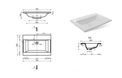 Раковина "Rava 70 silk" 700х480 Раковина "Rava 70 silk" 700х480