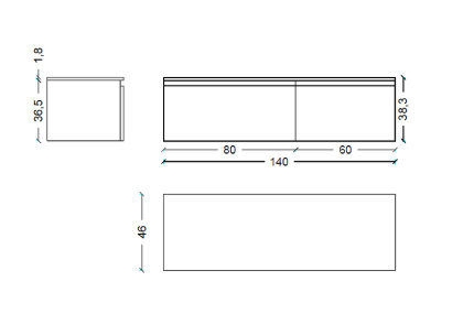 Ящик под столешницу 140см LIGHT OAK VALLESSI UNO-S 897-140-L Boheme