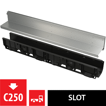 Щелевой дренажный канал с асимметричной надставкой 100 мм, оцинкованная сталь