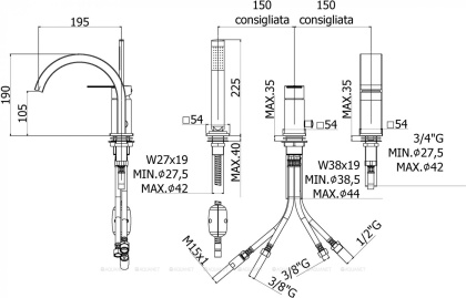 Смеситель на борт ванны Paffoni Tango TA040CR
