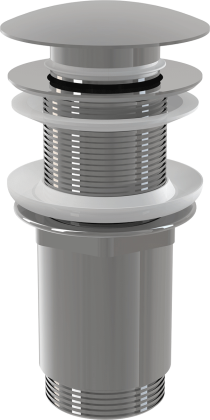 Донный клапан сифона для умывальника CLICK/CLACK 5/4", цельнометаллический с большой заглушкой, без перелива, для пластиковых и стеклянных умывальников