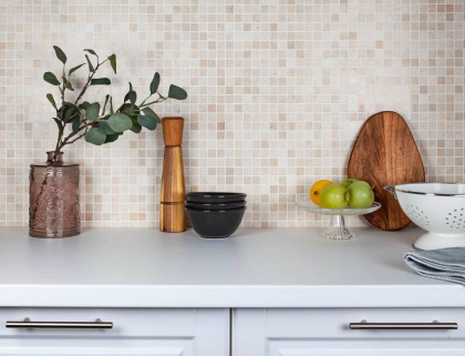 Мозаика, нат. мрамор, CREMA MARFIL POLISHED 20х20, Classic