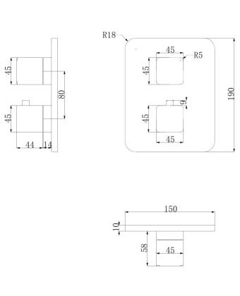 Смеситель термостатический для душа скрытого монтажа OMNIRES PARMA PM7436GR (графит)