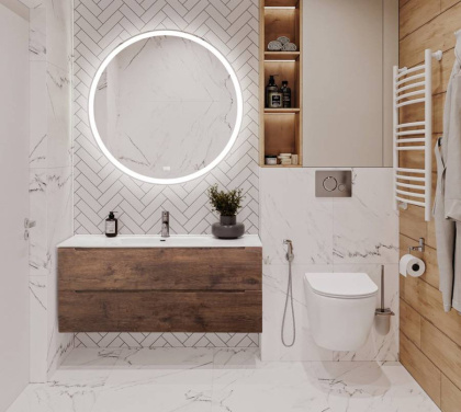 Тумба с раковиной подвесная BelBagno ETNA 120  Rovere Nature, раковина белая Тумба с раковиной подвесная BelBagno ETNA 120  Rovere Nature, раковина белая