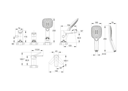 Смеситель на борт ванны MODUO