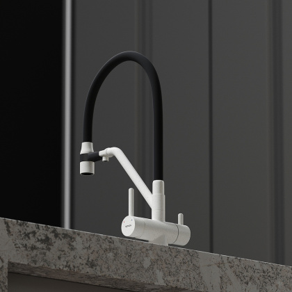 Смеситель для кухни SANCOS Dora с возможностью подключения фильтра для воды, цвет белый гранит, арт. SC4003GR