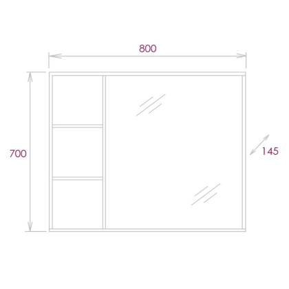 Шкаф-зеркало Onika Девис 80 бетон чикаго, универсальный Шкаф-зеркало Onika Девис 80 бетон чикаго, универсальный