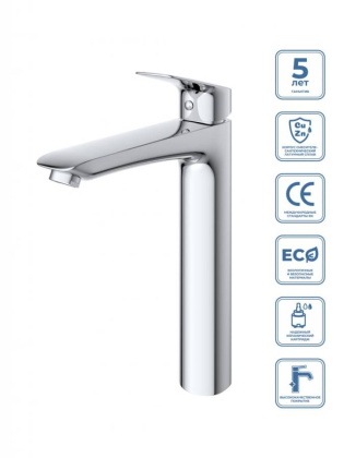 DUE Смеситель для накладной раковины без донного клапана, хром DUE-LMC-CRM-W0 DUE Смеситель для накладной раковины без донного клапана, хром DUE-LMC-CRM-W0