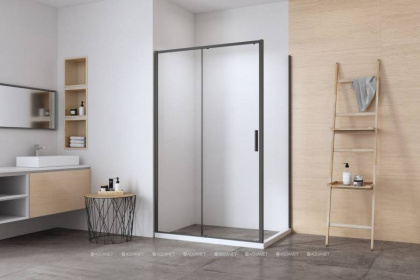 Боковая стенка Aquanet Pleasure Evo 1000 AE65-F100-BT профиль черный, прозрачное стекло