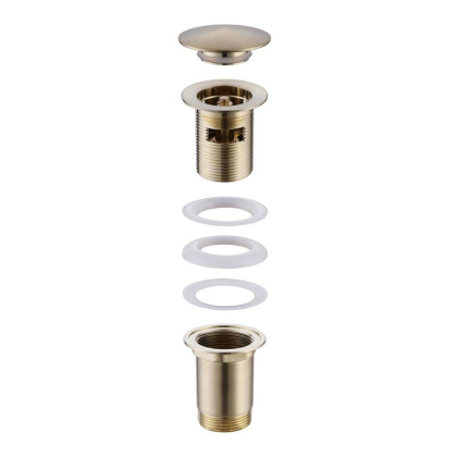 Донный клапан ABBER AF0010G с переливом, клик-клак, золото матовое