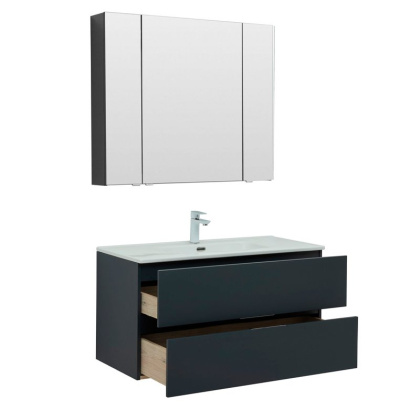 Мебель для ванной Aquanet Алвита New 100 2 ящика, антрацит Мебель для ванной Aquanet Алвита New 100 2 ящика, антрацит