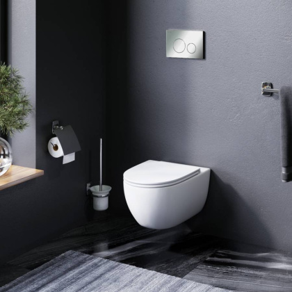 IS49051.111700 Комплект Инсталляция с клавишей Pro L глянец. Хром с подвесным унитазом Awe FlashClean с сид м/лифт