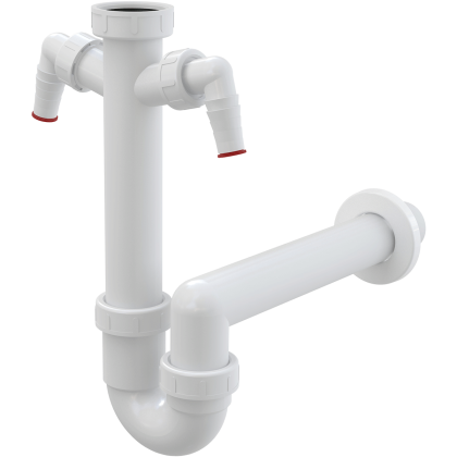 Сифон трубчатый с накидной гайкой 6/4" и двумя штуцерами Сифон трубчатый с накидной гайкой 6/4" и двумя штуцерами